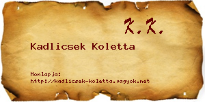 Kadlicsek Koletta névjegykártya